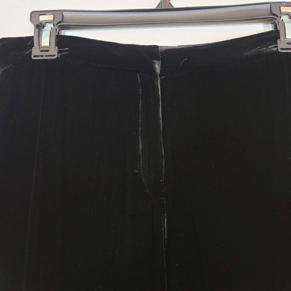 Calvin Klein High Waisted Velvet Silk Blend‎ Black Dress Pants Boot Cut Size 6 - Picture 4 of 8